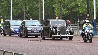 King Charles Queen Camilla amp Prince William motorcades in London [upl. by Eirrek]