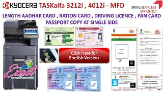 Kyocera 3212i  4012i  How to copy Length Aadhar Card at same side English Version  License  Pan [upl. by Plossl]