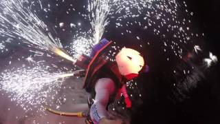 Spectacular Jetpack Flare Stick GoPro clip NIGHT SHOW with Pyro Backpack [upl. by Nevins]