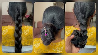 5 mins braid styles  Hair play by Brother  Long hair dunia  Folded braid and Bun  Hair love [upl. by Hairej]