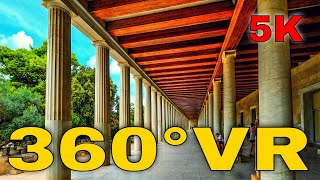 360° VR Stoa of Attalos Ancient Agora of Athens Travel Vlog Visit Greece 5K 3D Virtual Reality HD 4K [upl. by Takara404]