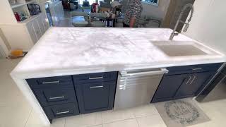 Cristallo Quartzite Countertop in a condo in Juno Beach FL backlit w LED [upl. by Anyotal]