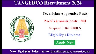 Tangedco recruitment 2024 apply online  Technical Apprentice [upl. by Bearnard]