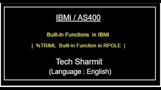 IBMi AS400  Triml Builtin function  built in functions rpgle  as400 for beginners in English [upl. by Devin]