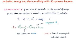 Koopmans theorem Ionization energy and electron affinity [upl. by Annuhsal746]