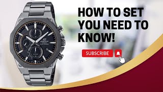 How To Set Casio Edifice EFSS570 TIME  DATE  HAND ALIGNMENT  USING STOPWATCH timewatchdc [upl. by Prevot]