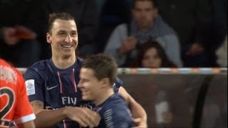 30th goal Zlatan IBRAHIMOVIC 50  FC Lorient  Paris SaintGermain 13  201213 [upl. by Ennayelsel]