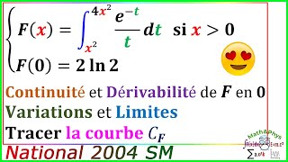 Etude de fonction définie par une intégrale  Calcul Intégrale  Examen National 2004  2 Bac SM [upl. by Justina868]