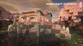 Minecraft I 🌸Cherry Blossom🌸 Bridge TUTORIAL  How to build a Cherry Blossom Bridge [upl. by Ydnat]