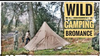 WILD CAMPING BROMANCE  Pomoly hot tent  campfire cooking [upl. by Reviere685]