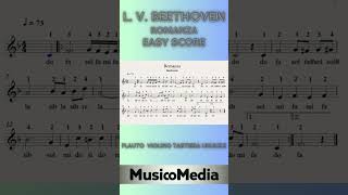 ROMANZA di BEETHOVEN tutorial spartito facile flauto violino playalong short easyscore [upl. by Bodnar]