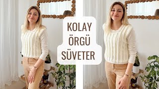 KOLAY SELANİK MODEL SÜVETER YAPIMI 🌸  ÖRGÜ SÜVETER YAPIMI [upl. by Linders]