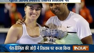 Leander Paes Martina Hingis Win US Open Mixed Doubles Title of 2015  India TV [upl. by Relyt]