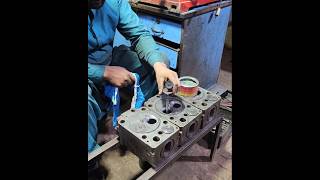 Mechanic Repairing Volvo Diesel Engine Head automobile engine repair shorts shortsfeed [upl. by Iaka]