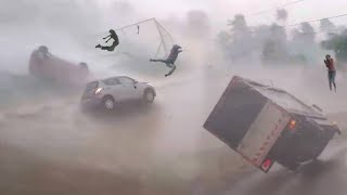 Unable to stand Hurricane hits China with 140 mph winds and hail [upl. by Januarius]