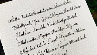 Beautiful and neat cursive handwriting  Neat and clean calligraphy handwriting  State Names [upl. by Dorisa]