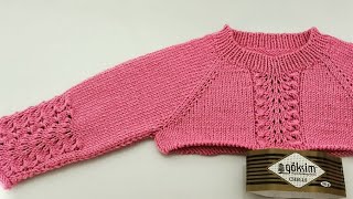 34 yaş için örgü kazak modeli yakadan başlama kazak yelek hırka modellei knitting 1bolum [upl. by Grove]