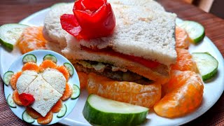 Heart shaped Cheese sandwich Recipe  tri color Special Sandwich  fruit sandwich recipes Indian [upl. by Samuela129]