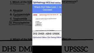 MCQ Test Series  07 Optometry and Ophthalmogy entrance exam important questions [upl. by Lrat]