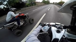 We Meet Again Monky London Yamaha Yfz450R amp Raptor 700R On The Motorway Road Legal Quad Bike England [upl. by Stander442]