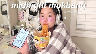 MIDNIGHT MUKBANG ep1 Cooking Korean convenience store food at 1am [upl. by Yrrum]