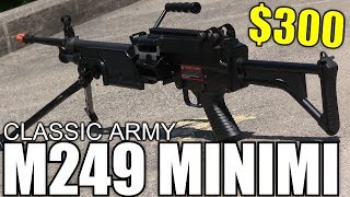 Classic Army M249 Minimi Airsoft Review  A Viable 300 LMG [upl. by Adnihc]