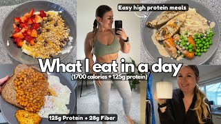 WHAT I EAT IN A DAY  1700 calories  125g Protein  Easy meals in a calorie deficit [upl. by Ardnaskela]