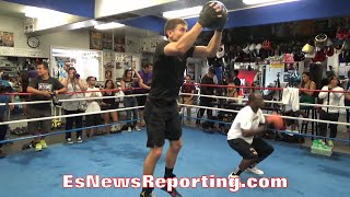 GENNADY GOLOVKIN INTENSE STRENGTH amp CONDITIONING EXCERCISE  EsNews Boxing [upl. by Aihsemak]