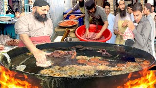 EXTREME PAKISTANI STREET FOOD  ULTIMATE PESHWARI CHAPLI KEBABS MAKING AND RECIPE  MUTTON KEBAB [upl. by Gord]