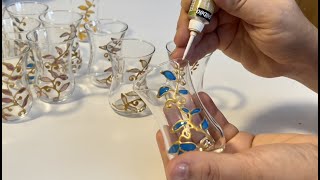 GLASS PAINTING LESSON  ISTIKAN TEA GLASSES الرسم على استكان الشاي [upl. by Mcwherter]