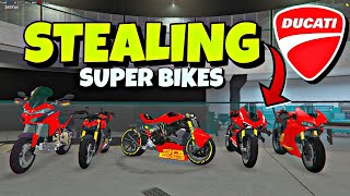 Stealing All quotDUCATI SUPERBIKESquot from Secret Dealership in GTA 5 [upl. by Kevina377]