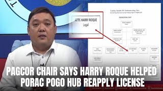 PAGCOR chair says Harry Roque helped Porac POGO hub reapply license  GMA Integrated News [upl. by Wadell]