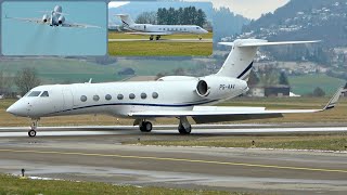 Gulfstream G550 PSAAV Landing and TakeOff in Bern Switzerland [upl. by Dennard]