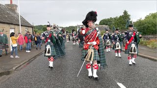 Drum Major Ian Esson leads Ballater Pipe Band into Tomintoul ready for 2023 Highland Games [upl. by Atinot667]