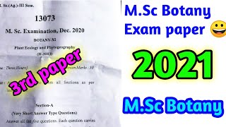 MSc Botany third semester Exam paper 2021 MSc Botany Exam paper Plant Ecology amp phytogeography [upl. by Schweitzer]