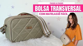 Bolsa Transversal com matelassê Fácil e linda Costura Criativa  Passo a passo DIY [upl. by Acireh738]