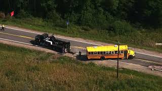 Chopper 5 captures the scene of a bus crash in Hibbing [upl. by Sparky20]