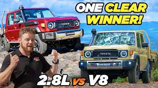 V8 vs 4 Cylinder LandCruiser Dyno Tuning shootout New 79 Series compared towing amp offroad [upl. by Orelu]