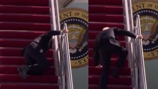 President Joe Biden falls on Air Force One stairs [upl. by Ecinert853]