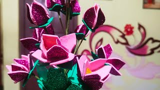 how to make glitter foam sheet flowers [upl. by Suidualc345]