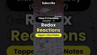 Class 11 Chemistry Chapter 7 Redox Reactions Toppers shorts notes neet 👨‍⚕👨‍⚕👨‍⚕ redox reaction [upl. by Oca]