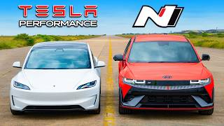 New Tesla Model 3 Performance v Hyundai IONIQ 5 N DRAG RACE [upl. by Mccreery]