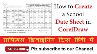 Steps to Create a School Date Sheet Examination Date in CorelDraw [upl. by Airdnaed]