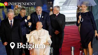 Watch again Pope Francis visits Belgium to encourage dwindling Catholic flock [upl. by Averyl]