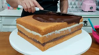 BLINDAGEM DE GANACHE PARA BOLO RETANGULAR DE 50 PESSOAS  BOLO CAIXA DE PASTA  PARIS CAKE DESIGNER [upl. by Tera]