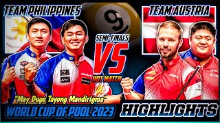 Philippines vs Austria  World Cup of Pool 2023 FULL MATCH HIGHLIGHTS  SEMIFINALS [upl. by Eusadnilem]