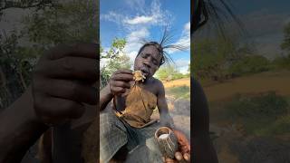 It’s breakfast time See how he enjoys 😋😮🥘hadzabetribe villagelife nature [upl. by Soulier]