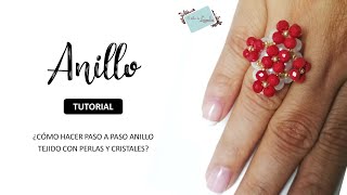 Tutorial Cómo hacer ANILLOS en mostacilla con PERLAS y CRISTALES paso a paso [upl. by Hsenid]