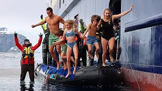 FAMILY OF 5 DOES FREEZING COLD POLAR PLUNGE IN ANTARCTICA Part 3 of 3  Antarctica with Little Kids [upl. by Iredale]