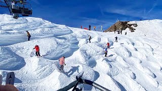 Härteste SkiAbfahrt der Welt Schweizer Wand 90 in Les Portes du Soleil [upl. by Aihcila216]